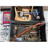 Image 1 : Crate of tool bits, saw and wood decore