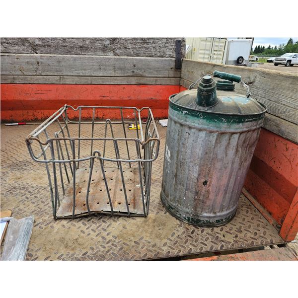 Antique Steel Basket & Jerry Can