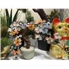 Image 3 : Assorted Asian-Inspired Décor Lot – Faux Pine & Bonsai Plants, Glass-Flower Tree, Lucky Cat