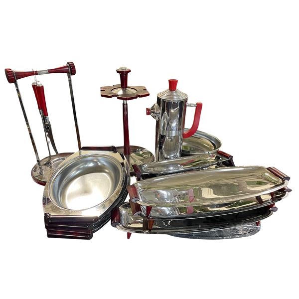 Chrome Servingware Group - Trays, Coffee Pot & Stand