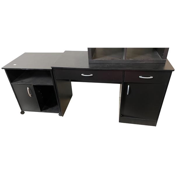 Group of 2 Black Storage Computer Desk