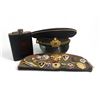 Image 1 : Group of 3 Vintage URSS Soviet Military Pilotka w/ Pins Collection, w/ Naval Officer Cap & CCCP Leat