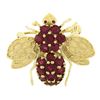 Image 1 : 14K Yellow Gold 1.40 ctw Round Ruby Detailed Textured Fly Bee Insect Pin Brooch
