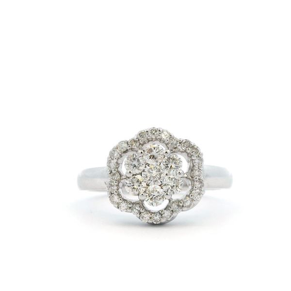 18kt WG Diamond Cluster Flower Ring (SM)