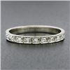 Image 2 : Antique 18K White Gold .08 ctw Pave Diamond Engraved Scroll Work Stack Band Ring