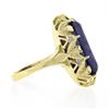 Image 5 : Vintage 18k Gold Elongated Oval Synthetic Alexandrite Solitaire Textured Ring