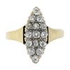 Image 4 : Antique Victorian Gold 1.6 ctw Old Mine Cut Diamond Navette Marquise Cocktail Ri