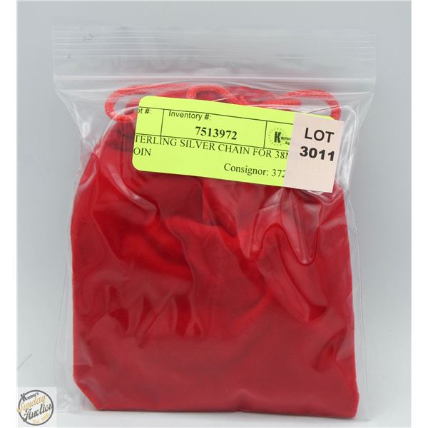 STERLING SILVER CHAIN FOR 38MM COIN