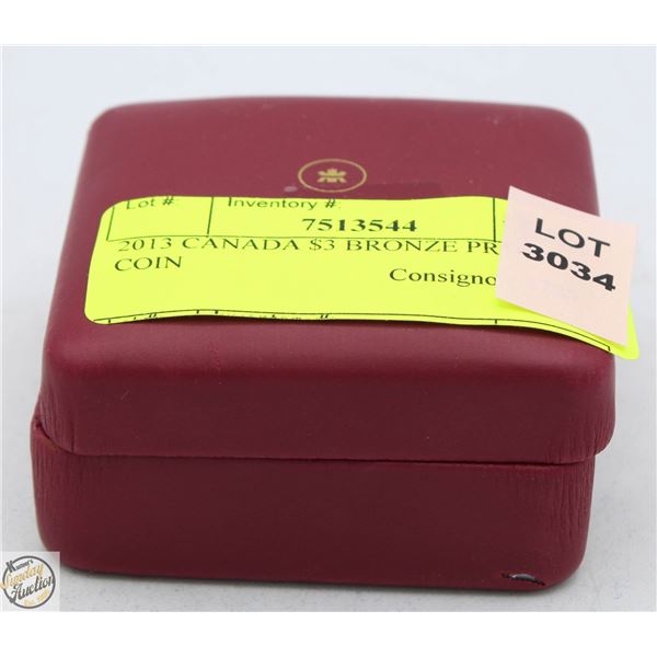 2013 CANADA $3 BRONZE PROOF COIN