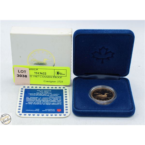 FIRST ISSUE 1987 CANADA PROOF LOONIE