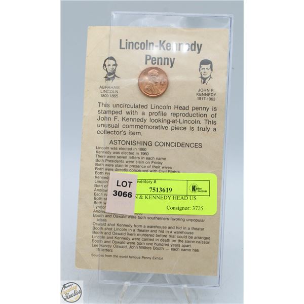 LINCOLN & KENNEDY HEAD US PENNY