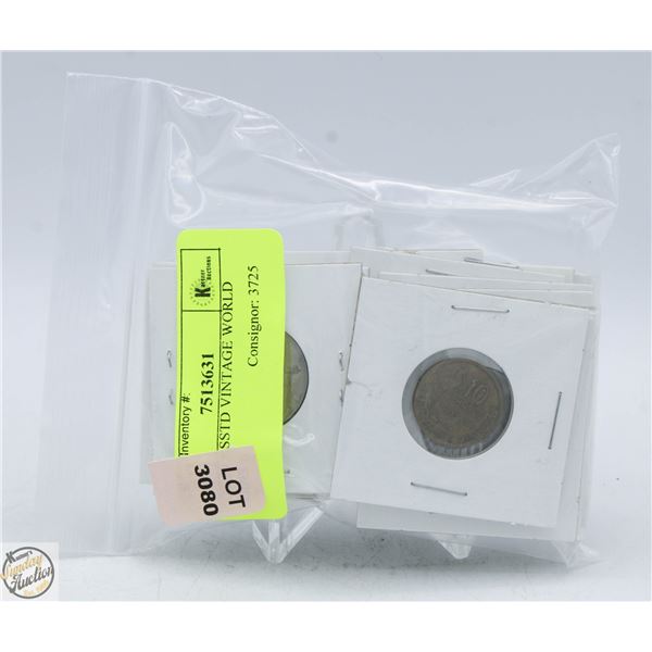 LOT 20 ASSTD VINTAGE WORLD COINS