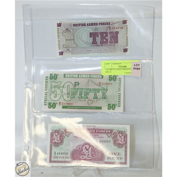 UNCIRCULATED FOREIGN PAPER BILLS