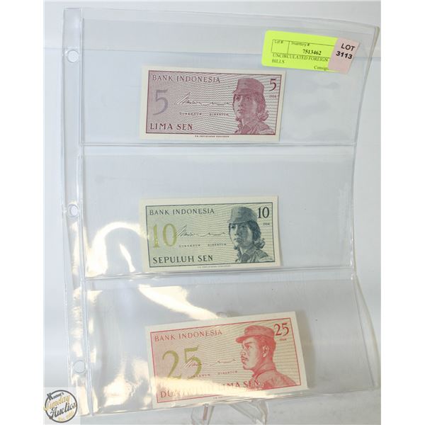 UNCIRCULATED FOREIGN PAPER BILLS