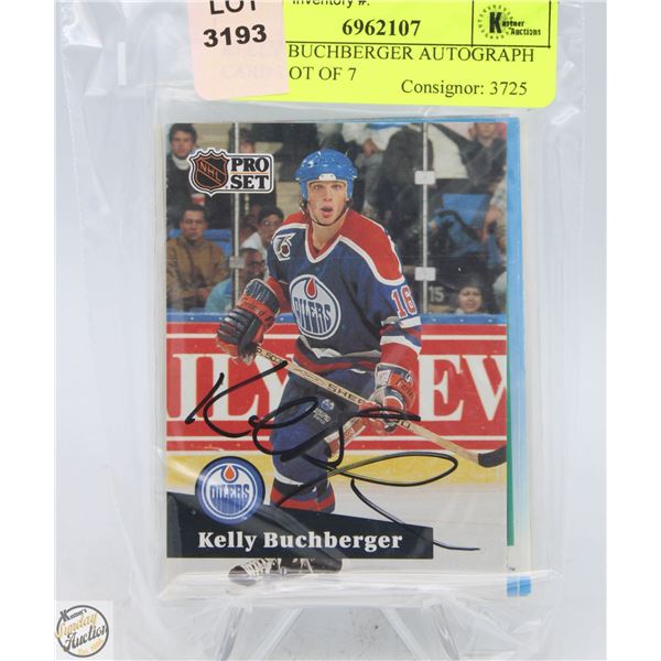 KELLY BUCHBERGER AUTOGRAPH CARD LOT OF 7
