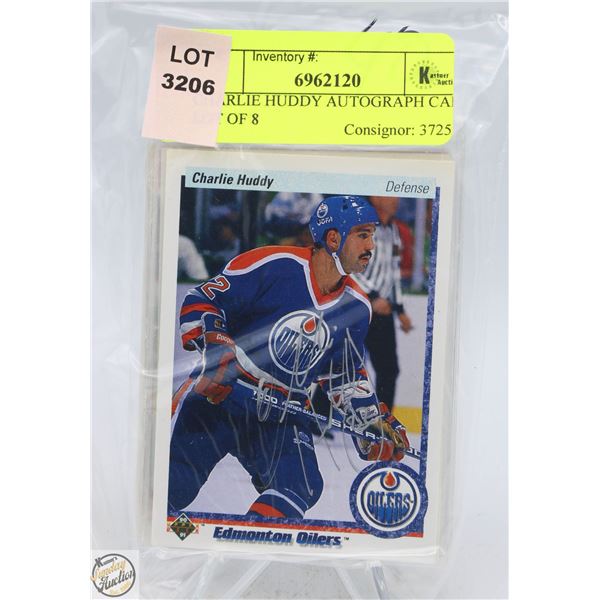 CHARLIE HUDDY AUTOGRAPH CARD LOT OF 8