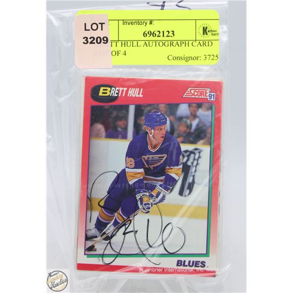 BRETT HULL AUTOGRAPH CARD LOT OF 4