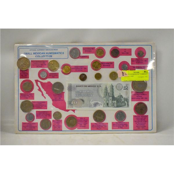 MEXICO NUMISMATIC CURRENCY SET ON CARD