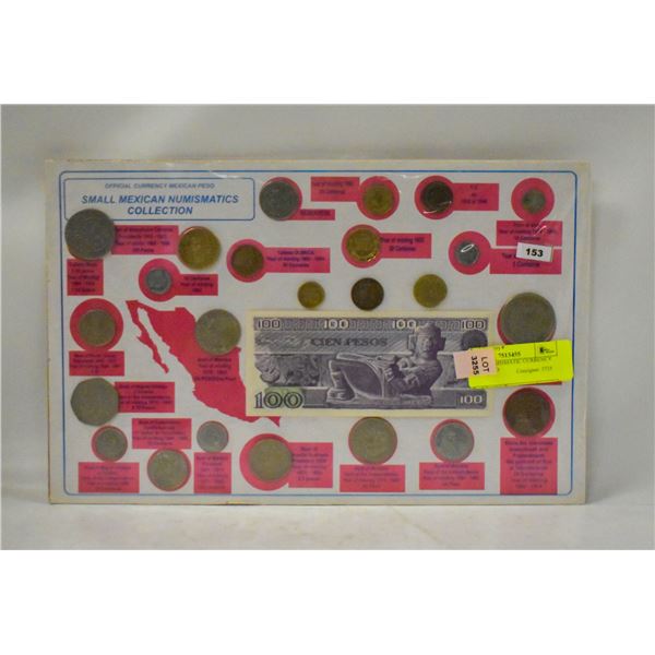 MEXICO NUMISMATIC CURRENCY SET ON CARD