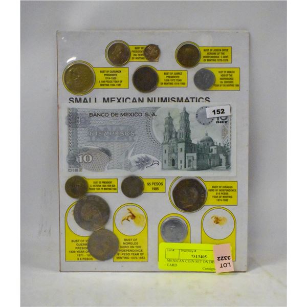 MEXICAN COIN SET ON DISPLAY CARD