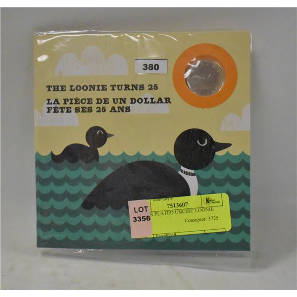 SILVER PLATED UNCIRC LOONIE