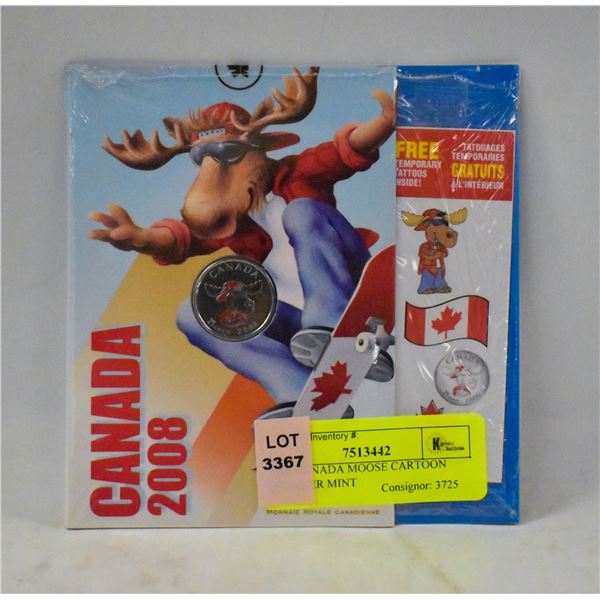 2008 CANADA MOOSE CARTOON QUARTER MINT