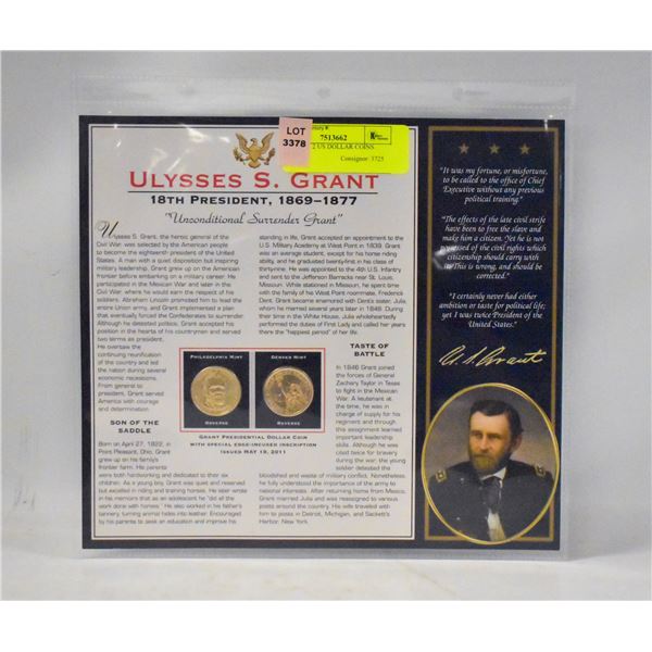US GRANT 2 US DOLLAR COINS UNCIRC