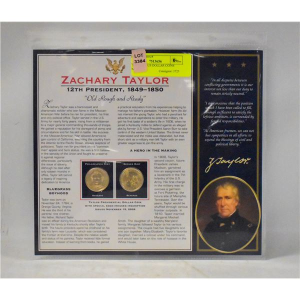 Z TAYLOR 2 US DOLLAR COINS UNCIRC