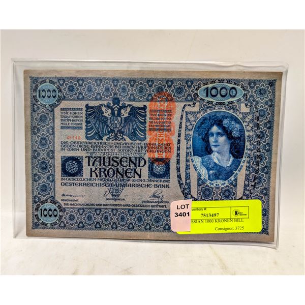 1902 PRUSSIAN 1000 KRONEN BILL