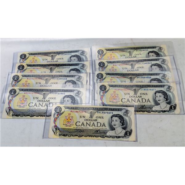 9 EXC CANADA $1 BILLS