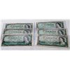 Image 1 : LOT OF 6 1954 CANADA $1 BILLS
