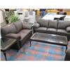 Image 1 : Brown Leather 3 Piece Sofa Set