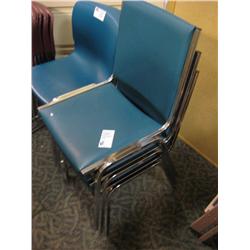3 Teal Stacking Chairs