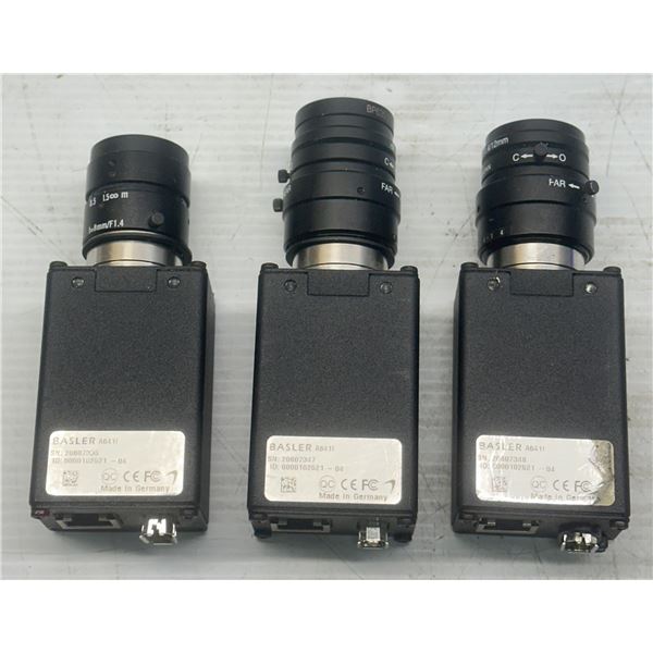 (3) Basler #0000102521-04 Machine Vision Cameras w/Lens
