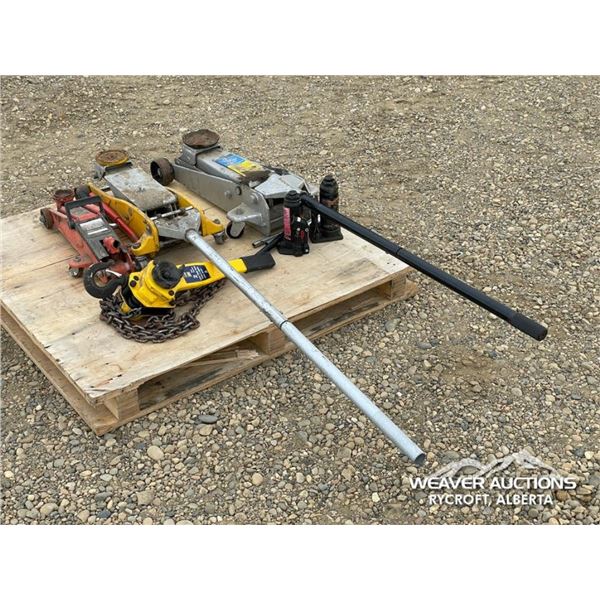 ASSORTED SHOP JACKS W/CHAIN HOIST