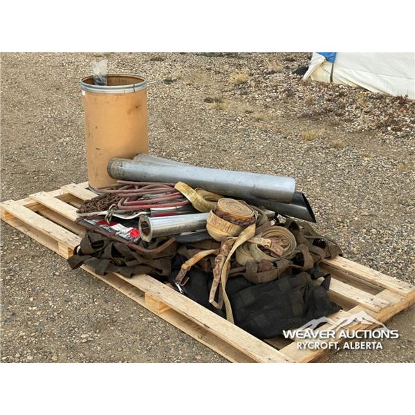 (4) CARGO NETS, (2) LOG WRAPPERS, CHAINS, BOOMERS
