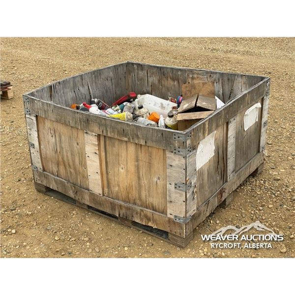 BIN OF MISC SHOP SPRAYS & VEHICLE FLUIDS