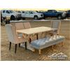 Image 2 : WOOD TABLE, (4) CHAIRS & BENCH