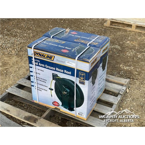 (2) DYNALINE HEAVY DUTY GREASE HOSE REELS