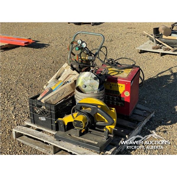 ASSORTED WELDING SUPPLIES W/SHOP TOOLS