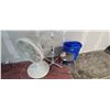 Image 1 : TWO FANS, TWO STOOLS AND RECYCLING CAN