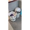 Image 4 : AUSTRALIAN GOLD CLOCK, TORK PAPER TOWEL DISPENSER, TRASH CAN AND LAUNDRY BASKET