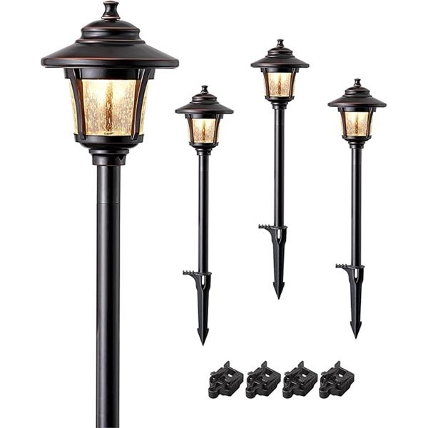 Edishine 4-Pack Outdoor LED Low Voltage Landscape/Pathway Lights for Lawn/Garden; 3000K; NEW IN BOX