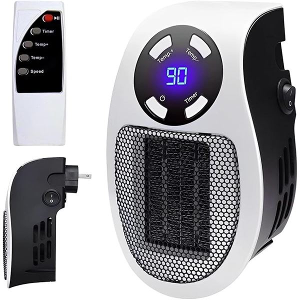 1 Portable Electric 500W Socket Plug-In Heater w/ LED Display - New
