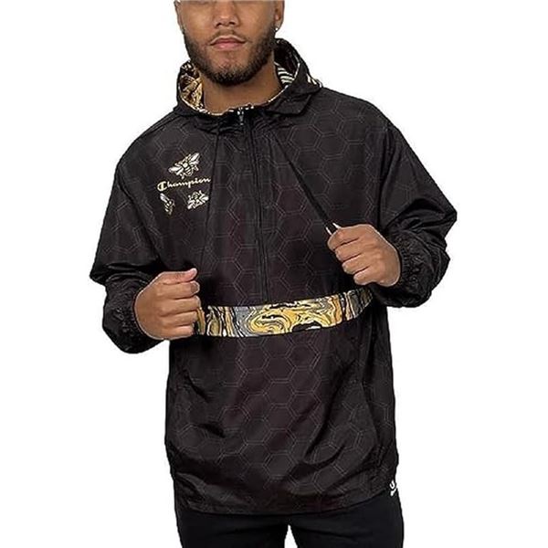 1 Champion Sports Unisex Windbreaker/"Savin The Bees" Black Honeycomb Jacket - Large - New