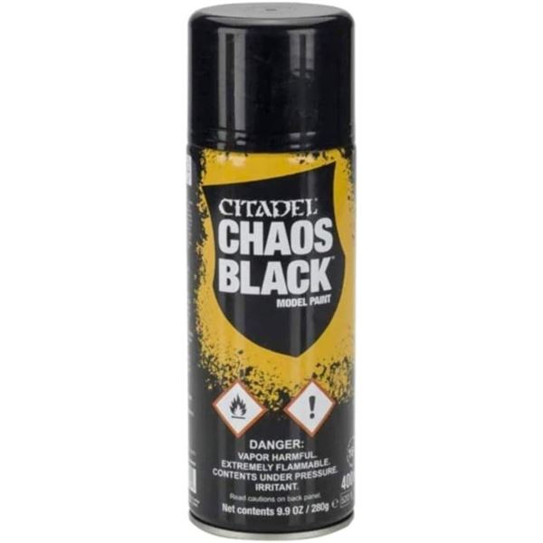 1 Games Workshop Citadel Colour - Chaos Black Model Paint; Primer/Undercoat Spray - 280g - New