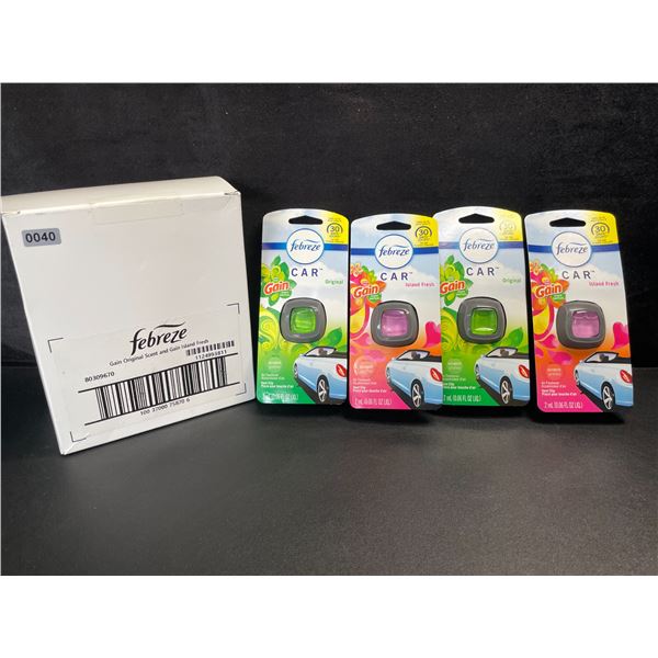 4-Pack of Febreze Gain Car Air Fresheners - 2x Original/2x Island Fresh Scent - New