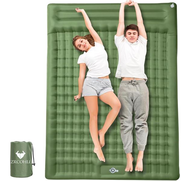 1 ZRCOHU Inflatable 5-Inch Thick Camping Sleeping Pad; Self-Inflating Camp Air Mattress - New