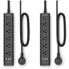 Image 1 : 2-Pack of Power Strips/Power Bars w/1x USB-C Port & 2x USB-A Ports - 5FT Length Each - Black - New