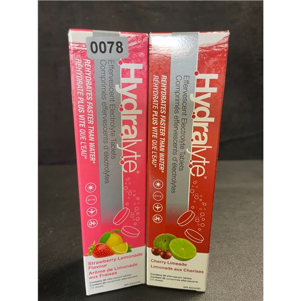 2 Boxes of Hydralyte Electrolyte Tablets; Strawberry Lemonade/Cherry Limeade - 20 Per Box - New